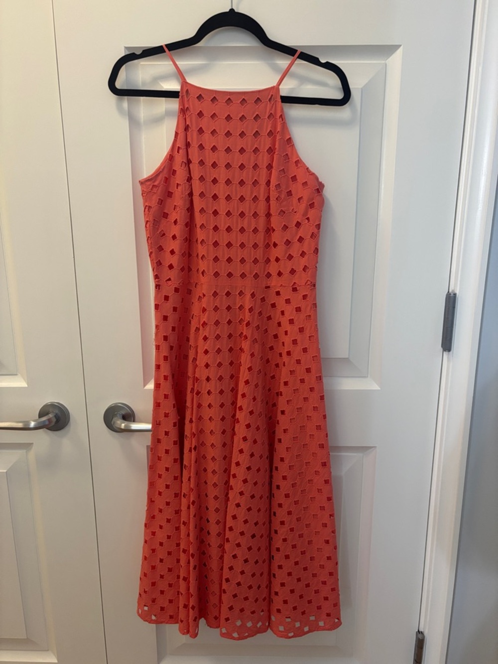 CeCe Coral Eyelet Halter Midi Dress